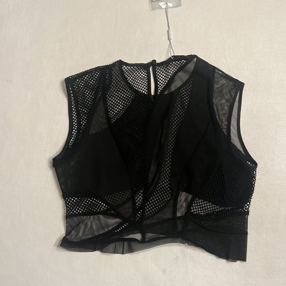 Black Mesh Crop Top - Picture 5 of 6